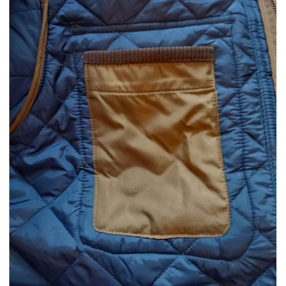 Brown Chaps Quilted Barn Corduroy Collar Puffer Jacket